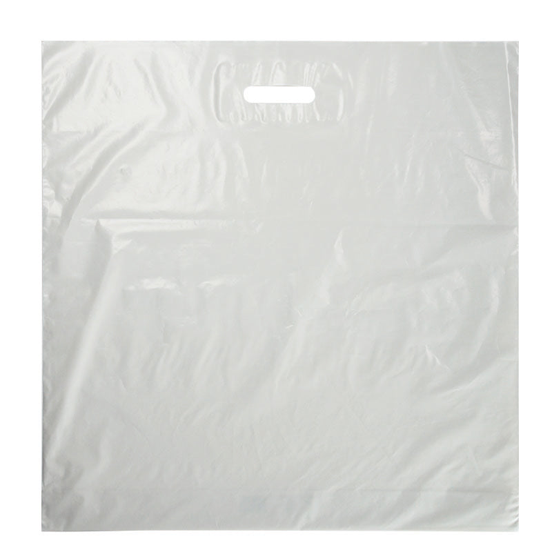 White plastic bag | Recycled LDPE | Die-cut handles | 60x60+5cm | Pack of 400