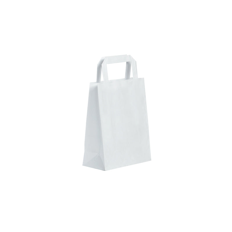 Smooth white kraft bag | flat handles | 18+8x22cm | 300 pieces