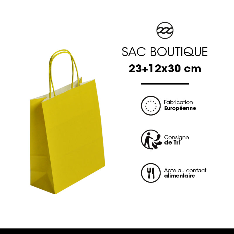 LEMON Festival Bag | White Kraft | Twisted Handles | 23+12x30cm | Pack of 250