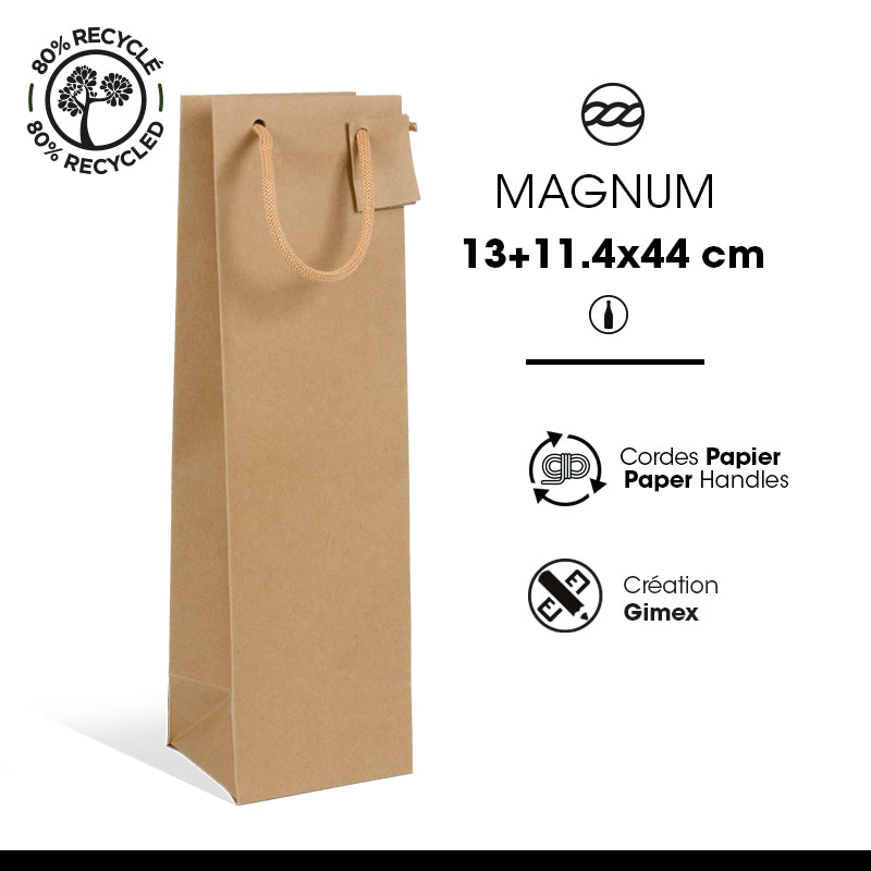 1 magnum bag | brown kraft | paper handles | 13+11.4x44cm | per 100