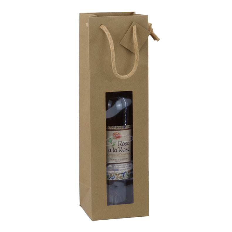 1 magnum window bag | brown kraft | paper handles | 13+11.4x44cm | 100 per bag