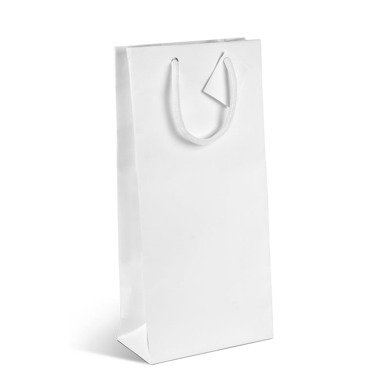 Natural White 2-bottle bag | white kraft | paper handles | 18+9x38cm | 100 per bag