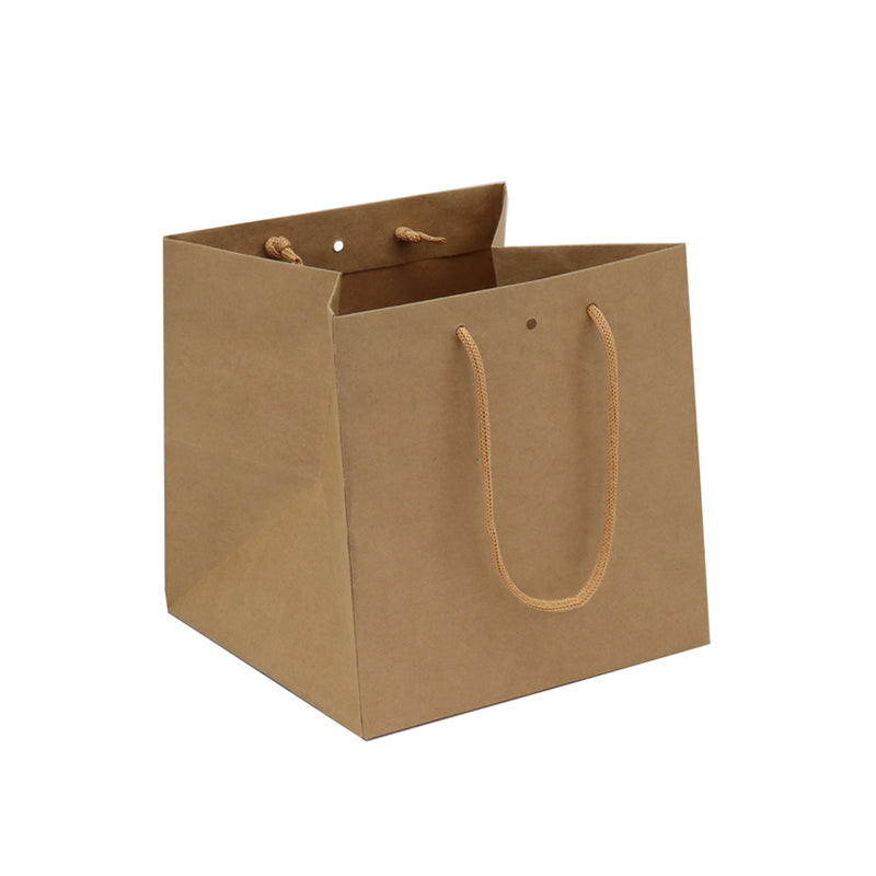 Luxury Middle Cube bag | brown kraft | paper handles | 20+20x20cm | 200