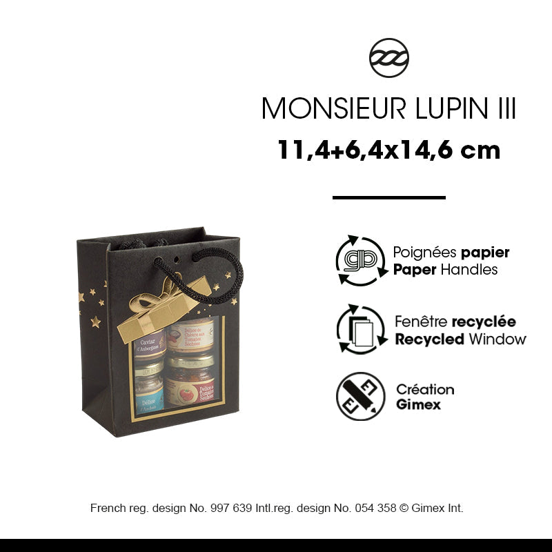 Small M.Lupin III bag | brown kraft | paper handles | 11.4+6.4x14.6cm | 240 pieces