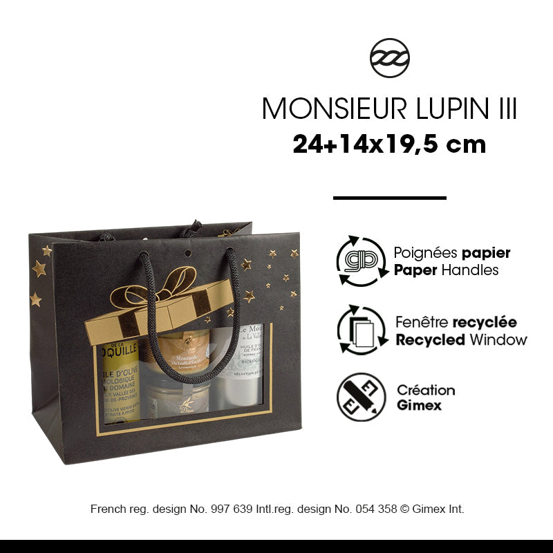 Middle Horizontal Bag M.Lupin III | brown kraft | paper handles | 24+14x19.5cm | 120 pieces