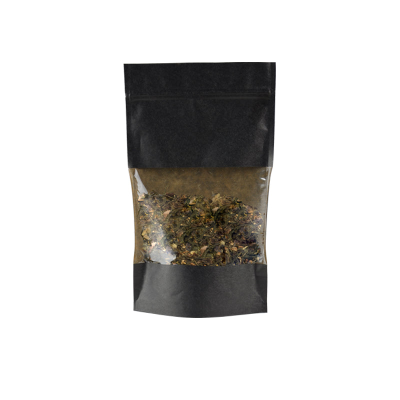 Doypack bag with window and airtight zip 500ml | black kraft | 900