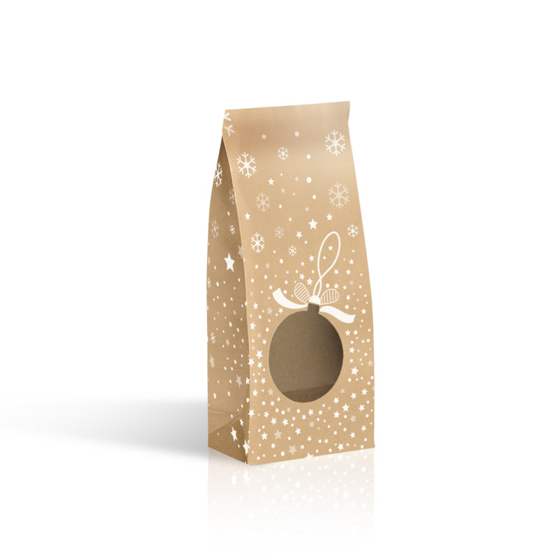SOS Snow window bag | brown kraft | 9+5x20.5cm | 1200