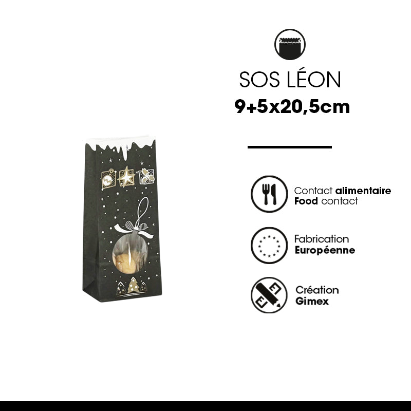 SOS Leon window bag | white kraft | 9+5x20.5cm | 1200
