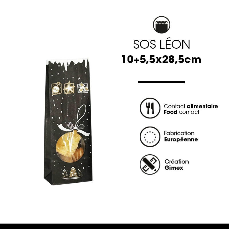 SOS Leon window bag | white kraft | 10+5.5x28.5cm | 1200