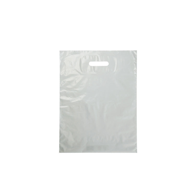 Sac plastique blanc | PEBD recyclé | poignées découpées | 35x45+4cm | par 1000
