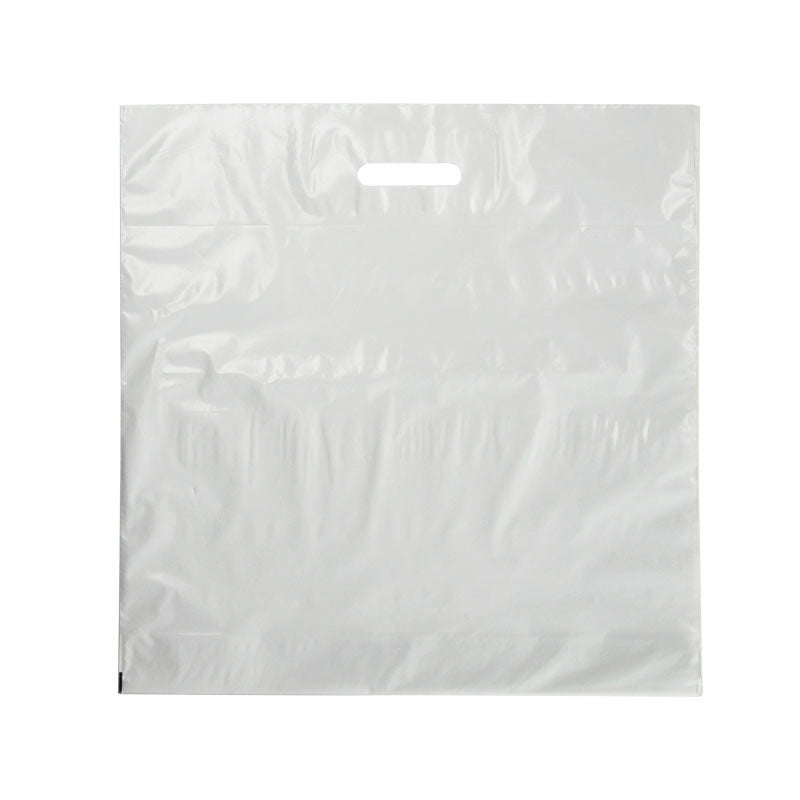White plastic bag | Recycled LDPE | Die-cut handles | 50x50+5cm | Pack of 500
