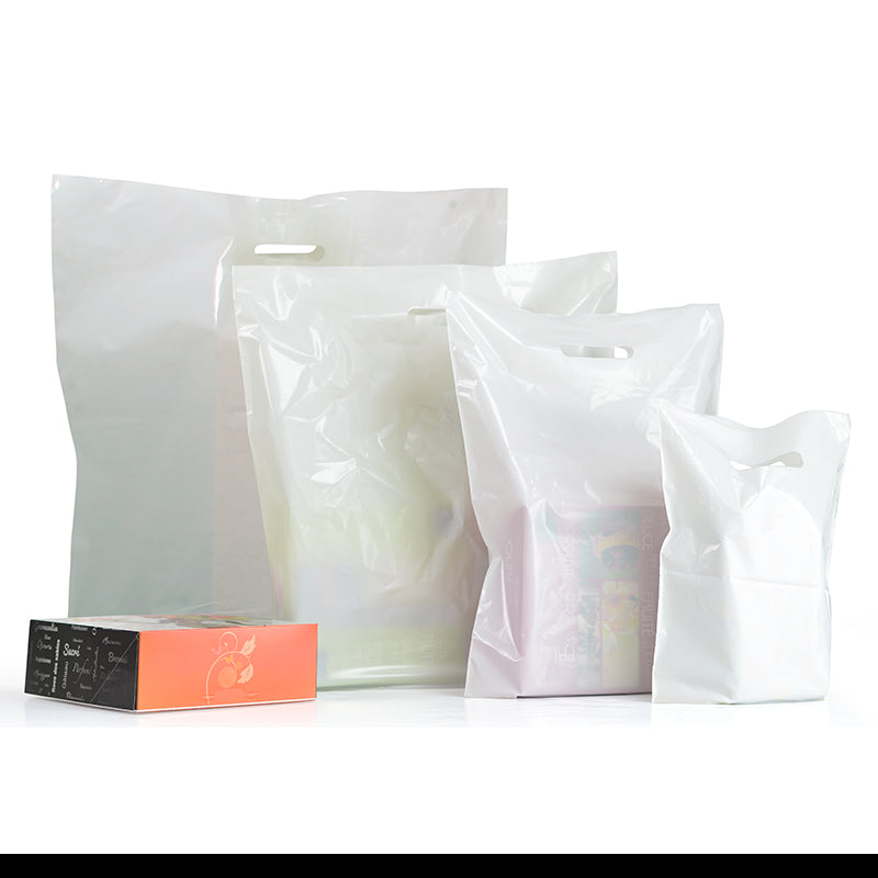 White plastic bag | Recycled LDPE | Die-cut handles | 60x60+5cm | Pack of 400