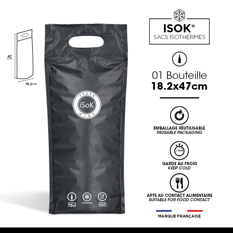 Sac isotherme 1 bouteille ISOK | 18,2x47cm | par 100