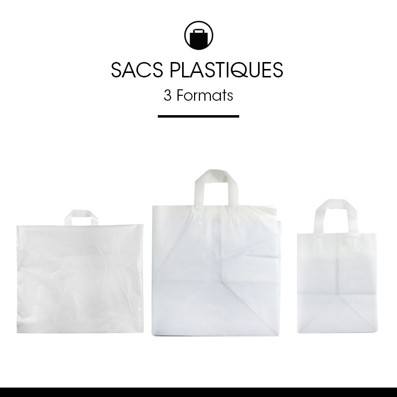 Sac plastique |PEHD givré|poignées souples|37+34x40cm|par 100