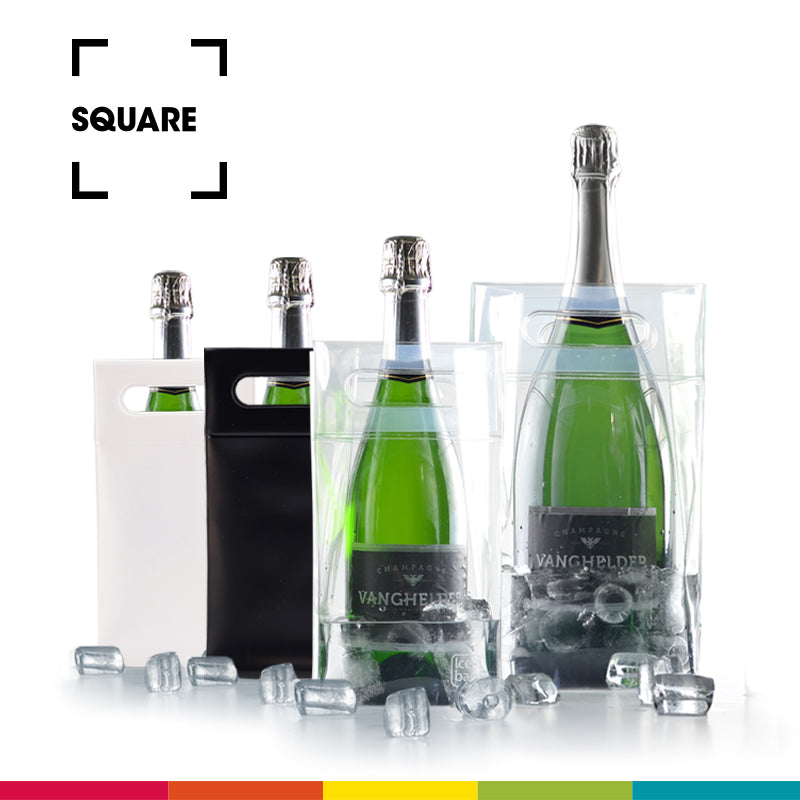 Ice.bag® SQUARE BLANC  |  Rafraîchisseur 1 bouteille  |  par 100