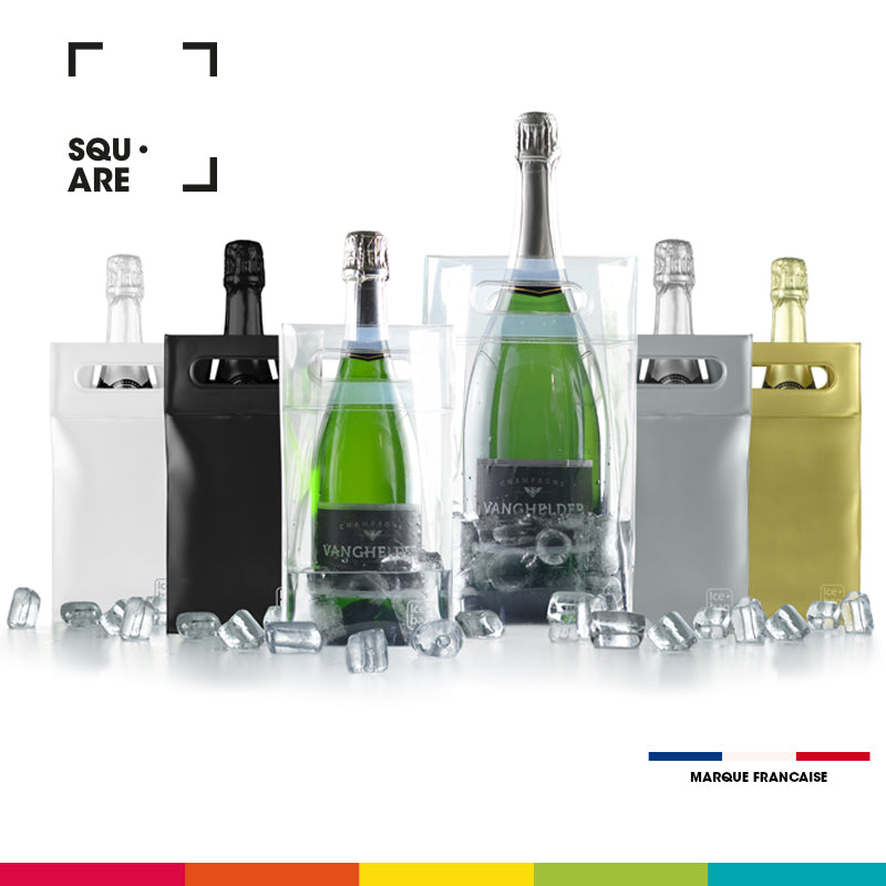 Ice.bag® SQUARE ARGENT  |  Rafraîchisseur 1 bouteille  |  par 100