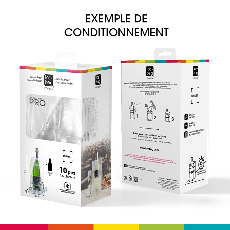 Ice.bag® SQUARE ARGENT  |  Rafraîchisseur 1 bouteille  |  par 100