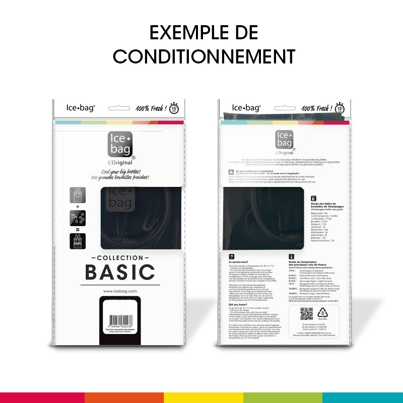 Ice.bag® CLASSIC NOIR|Rafraîchisseur 1 bouteille|par 24