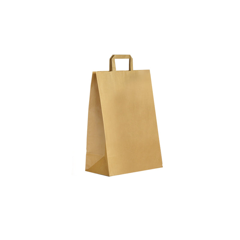 Brown kraft bag | flat handles | 22+10x28cm | 250 pieces
