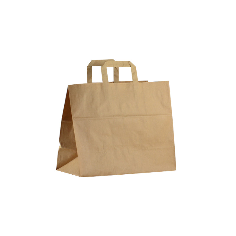 Brown kraft bag | flat handles | 32+17x27cm | 250 pieces
