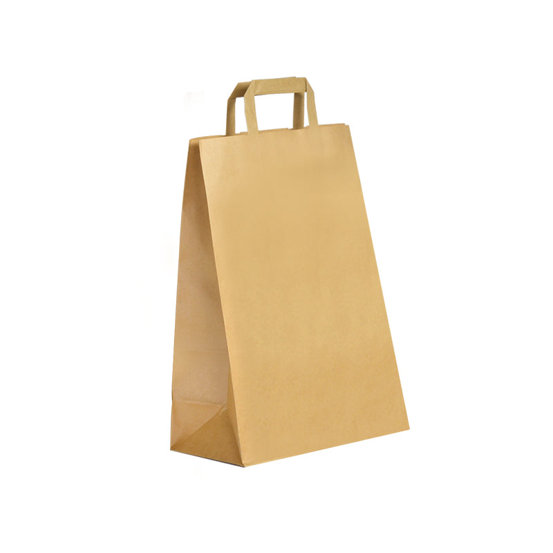 Sac kraft brun recyclé | poignées plates | 32+17x38cm | par 250