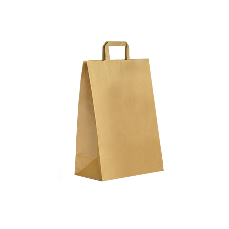 Sac kraft brun recyclé | poignées plates | 45+17x48cm | par 120