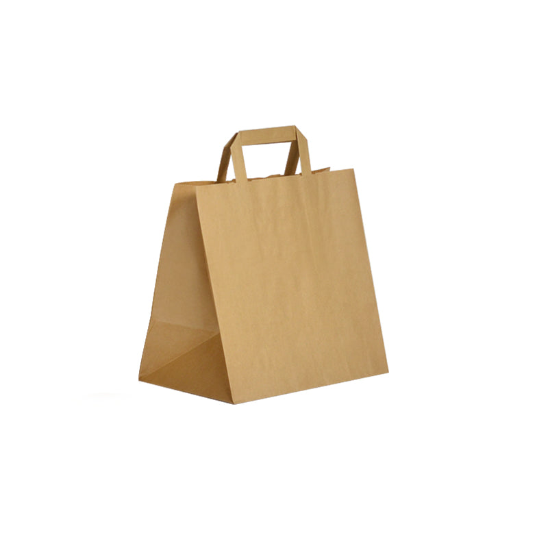 Bag | recycled brown kraft | flat handles | 26+19x25cm by 250