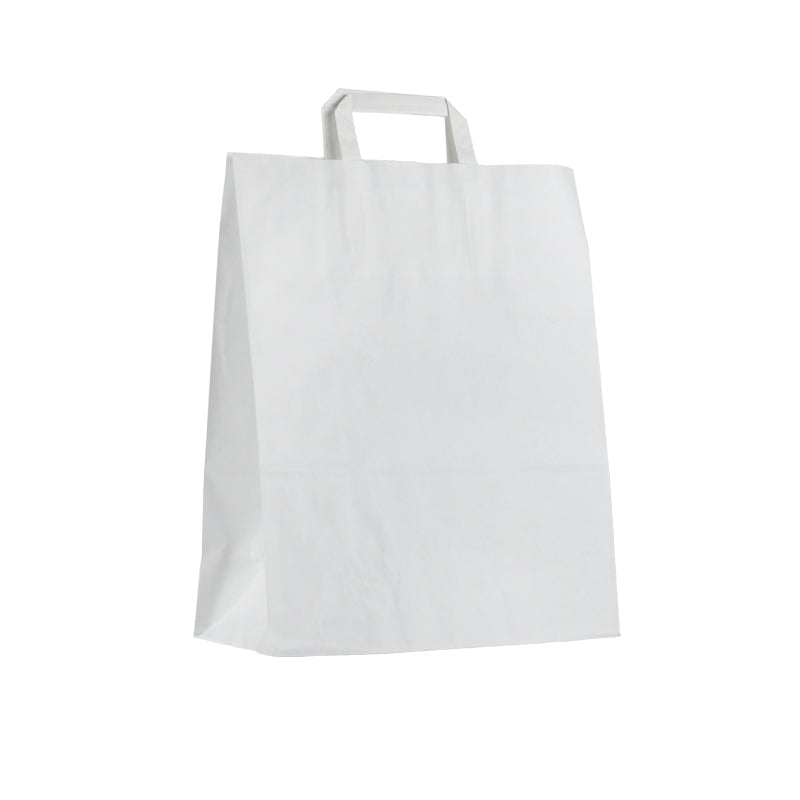 Smooth white kraft bag | flat handles | 32+15x40cm | 250