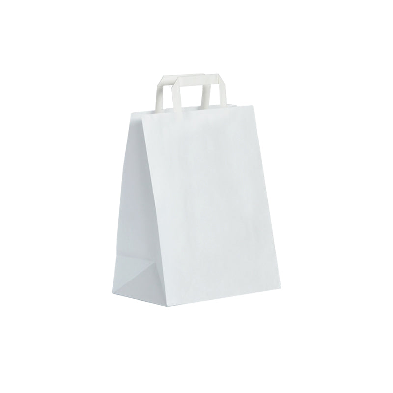 Smooth white kraft bag | flat handles | 26+14x31cm | 250 per bag