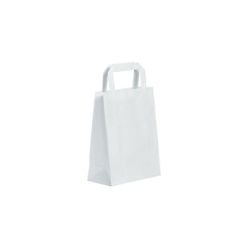 Smooth white kraft bag | flat handles | 18+8x22cm | 500