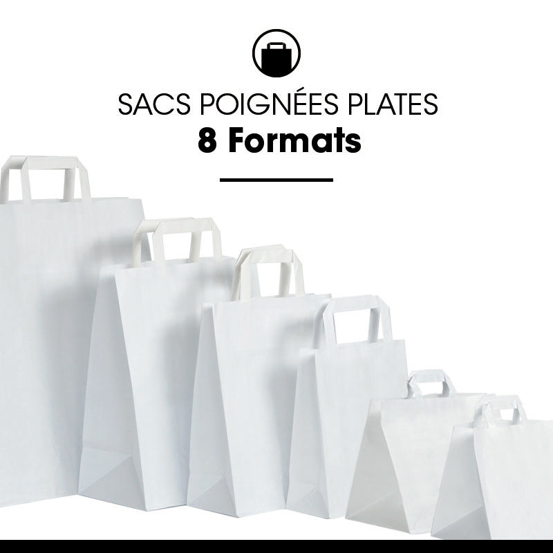 Bag | smooth white kraft | flat handles | 18+8x22cm per 500