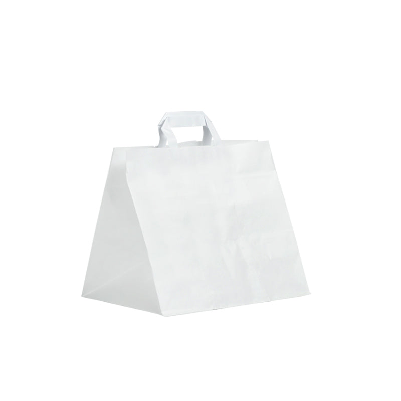 Smooth white kraft bag | flat handles | 32+21x27cm | 250 per bag