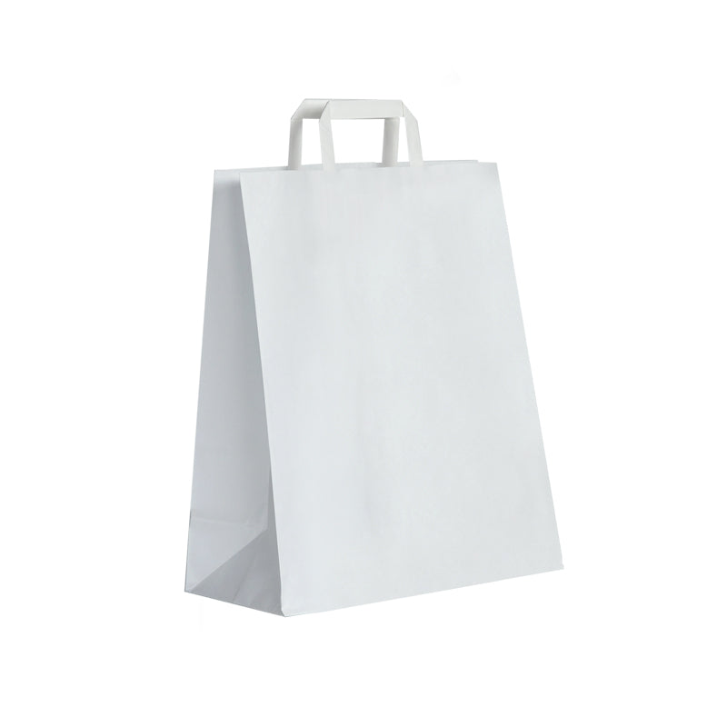 Bag | smooth white kraft | flat handles | 32+17x38cm per 250