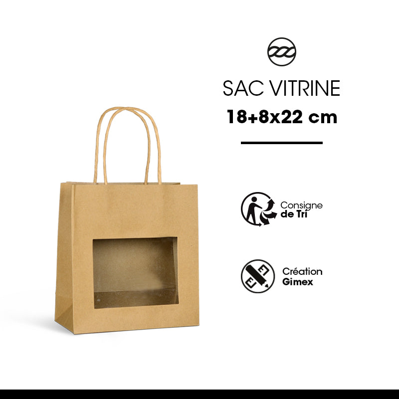 Display bag | brown kraft | twisted handles | 18+8×19cm by 240
