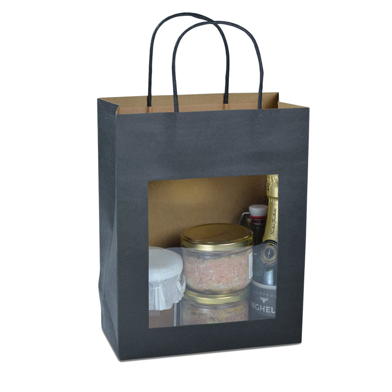 Display bag | black kraft | twisted handles | 22+11×28cm | 240 pieces