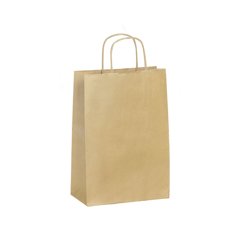 Sac boutique | kraft brun | poignées torsadées | 22+10x31cm | par 250