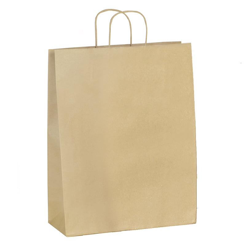 Sac boutique|kraft brun|poignées torsadées|45+17x48cm|par 200