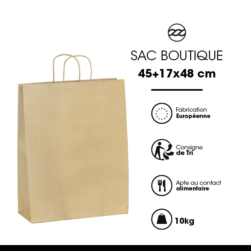 Boutique bag|brown kraft|twisted handles|45+17x48cm|200 pieces