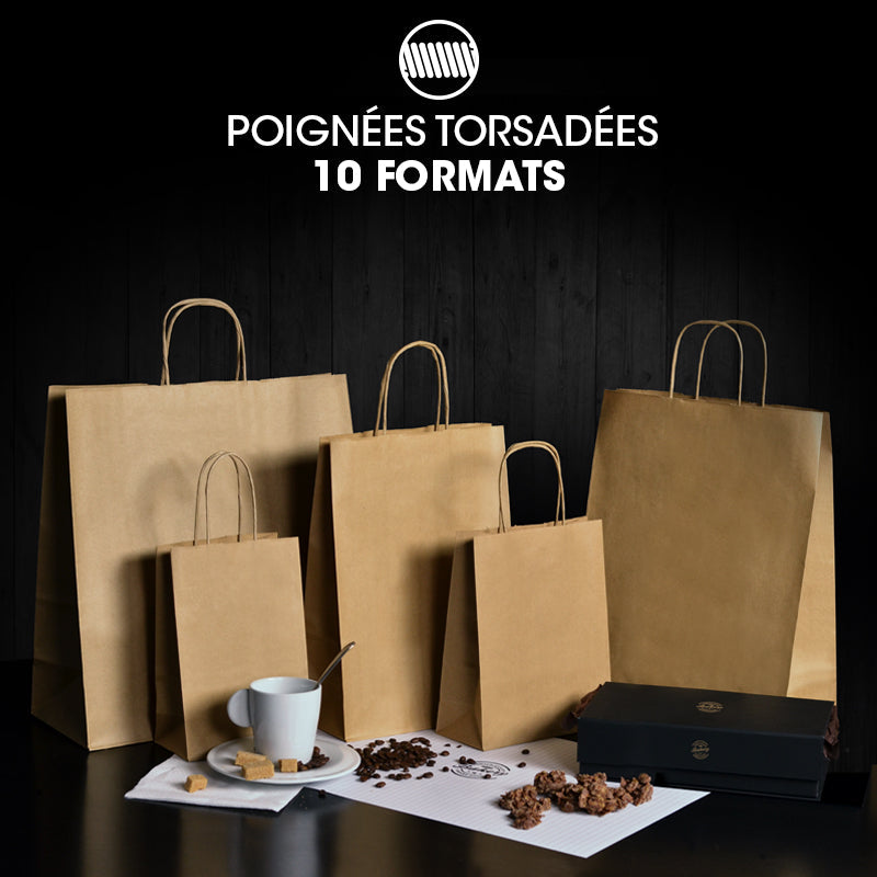 Boutique bag | brown kraft | twisted handles | 35+14x36cm | 250 pieces