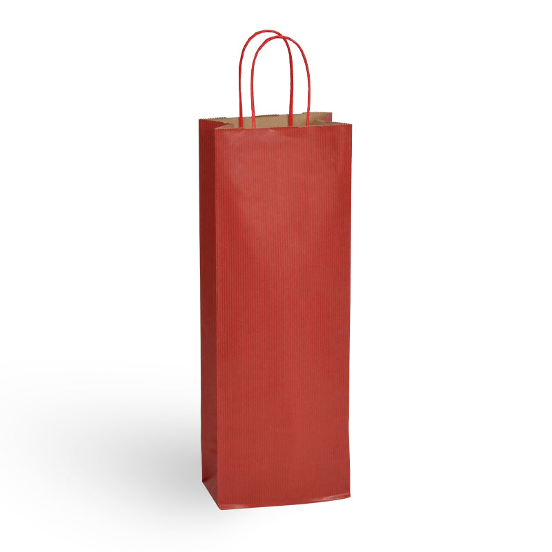 1 bottle bag | brown laid kraft | twisted handles | 14+8x39cm | 300 per bag