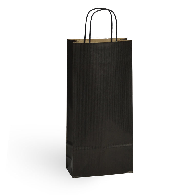 Sac 2 bouteilles|kraft brun vergé|poignées torsadées|18+8x39cm|par 200