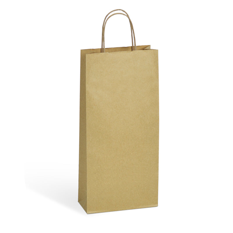 Sac 2 bouteilles|kraft brun|poignées torsadées|18+8x39cm|par 200