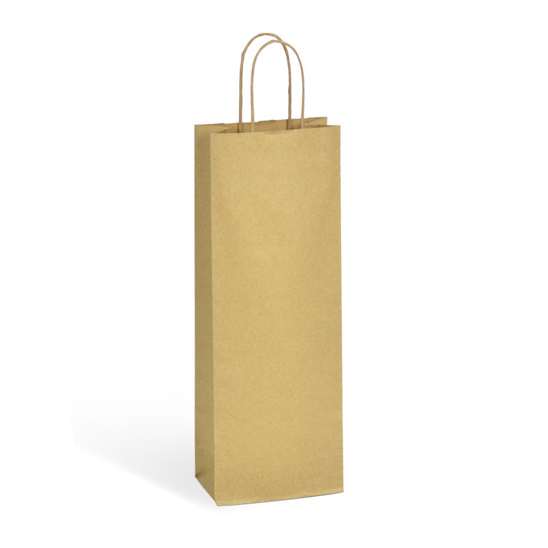 Sac 1 bouteille | kraft brun | poignées torsadées | 14+8x39cm | par 200