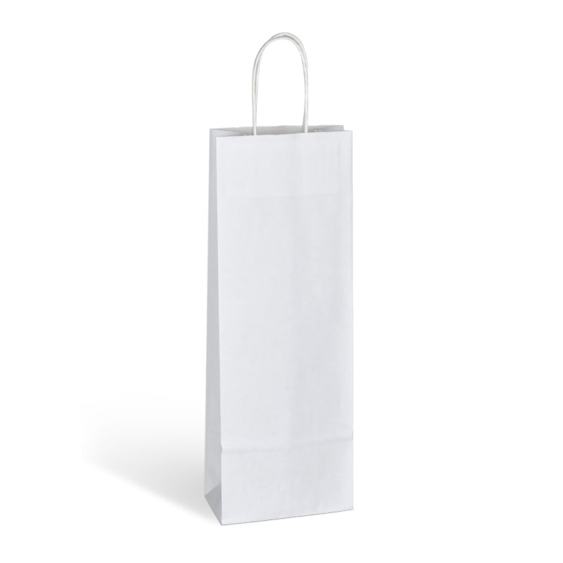 Sac 1 bouteille | kraft blanc | poignées torsadées | 14+8x39cm | par 300