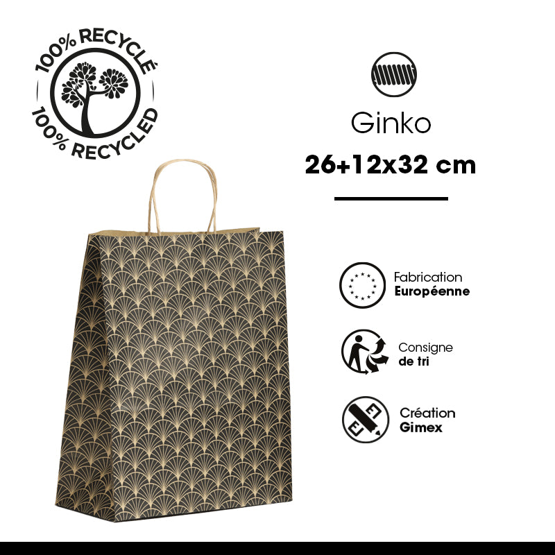 Ginko Bag|Brown Kraft|Twisted Handles|26+12x32|Pack of 250