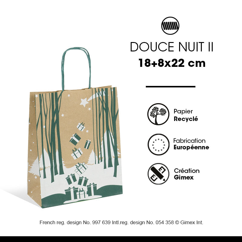 Sac Douce Nuit II | kraft brun | poignées torsadées | 18+8x22cm | par 250