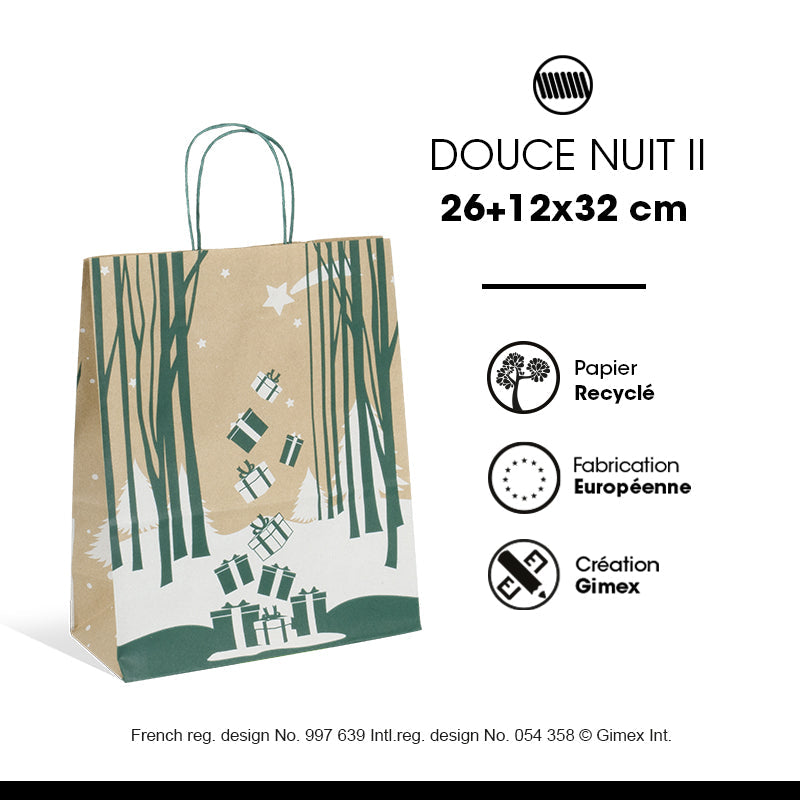 Sac Douce Nuit II | kraft brun | poignées torsadées | 26+12x32cm | par 250