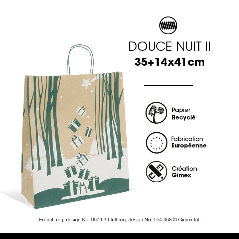 Sac Douce Nuit II | kraft brun | poignées torsadées | 35+14x41cm | par 250