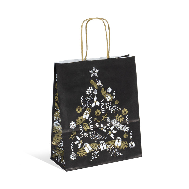 Sac Corben Noir | kraft blanc | poignées torsadées |18+8x22cm | par 250