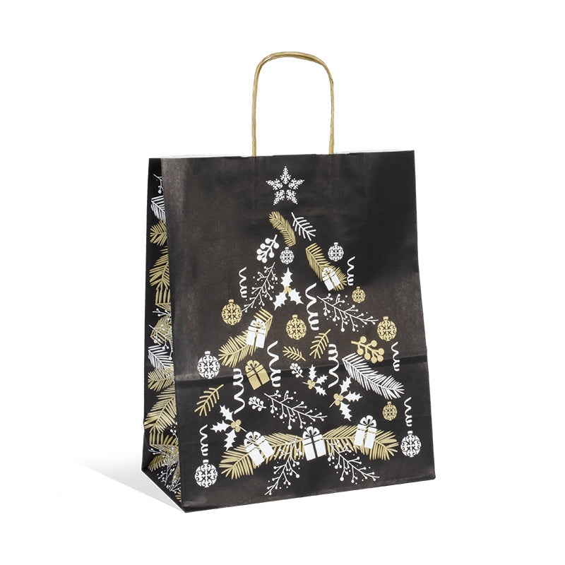 Sac Corben Noir | kraft blanc | poignées torsadées |26+12x32cm | par 250
